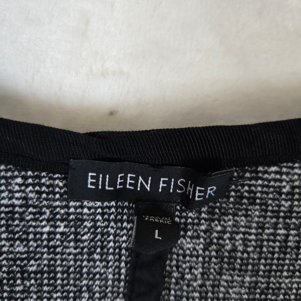 Eileen Fisher Tweed Cropped Jacket Blazer Knit Zip Up Ponte Panels Large 0838 - Picture 3 of 11